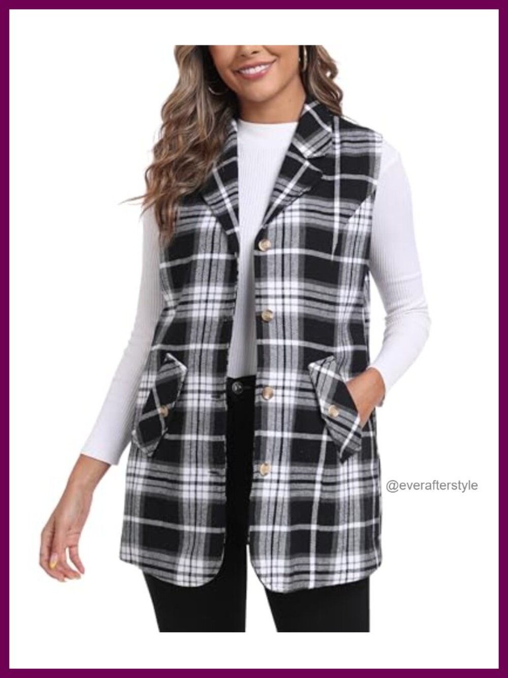 Plaid Flannel Vest Sleeveless Button Down A-Line Jacket